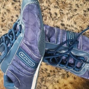 Coach Women's Navy and Other Blue Sneakers, Leather Plus Satin Finish